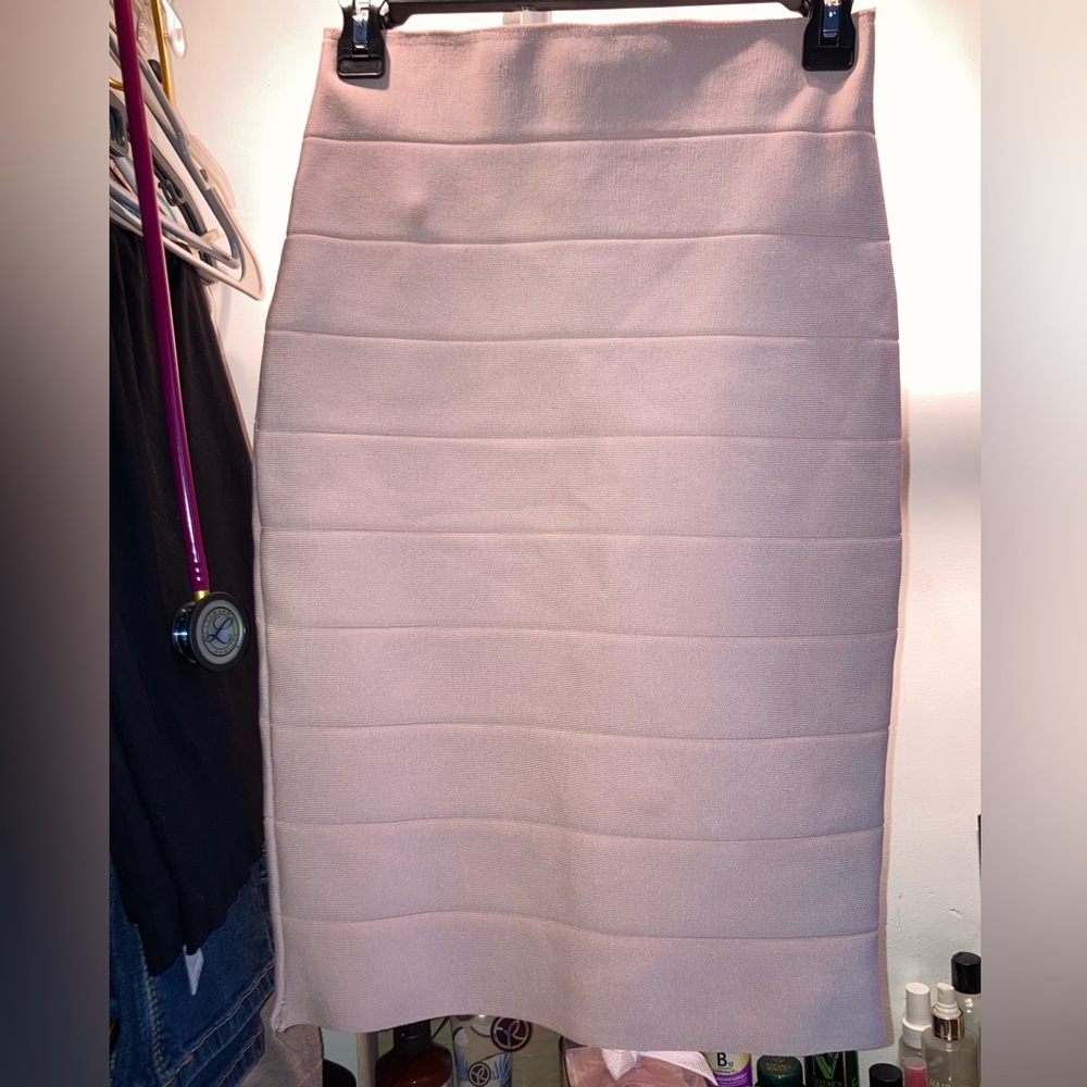 WORN ONCE ; Baby Pink Knee Length Pencil Skirt